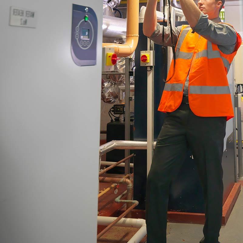 worker in boiler room